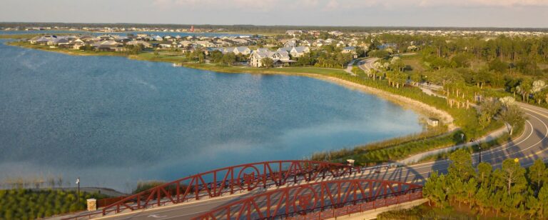 aerial view of the Babcock Ranch bridge