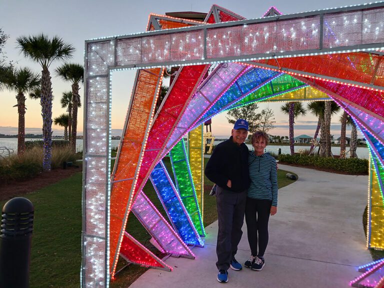 Couple under an art installment at Babcock Ranch