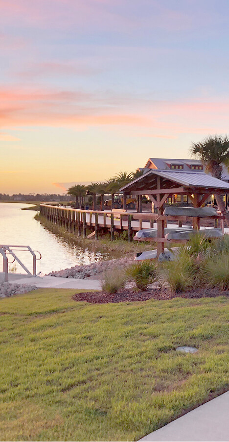 Founder’s Square | Babcock Ranch the boardwalk at babcock ranch at dusk