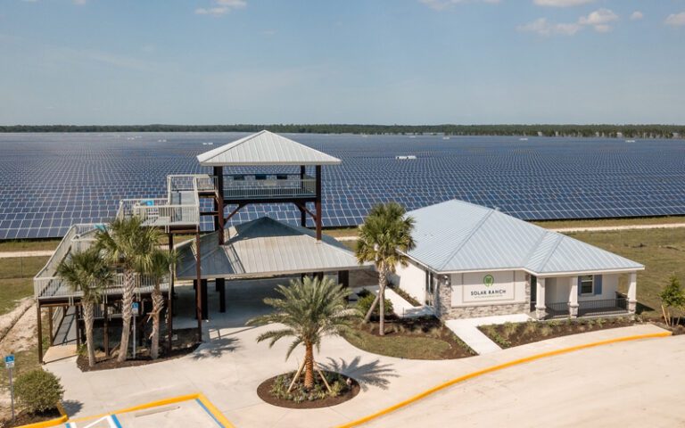 Babcock Ranch's Solar Ranch with solar panels that power the town.