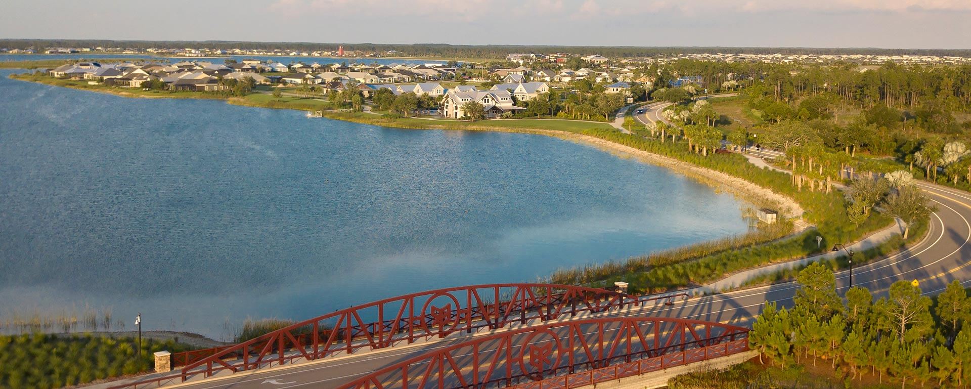 Babcock Ranch community bridge aerial view