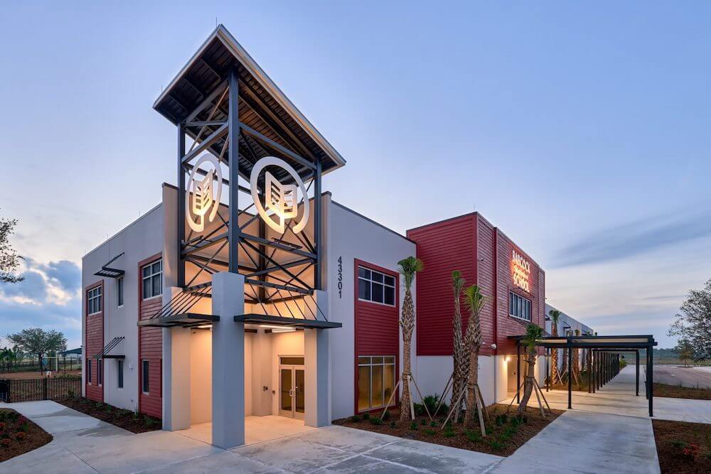 A-Rated Academics Shining Bright: School’s Back in Session | Babcock Ranch Babcock school entrance sized | Babcock Ranch