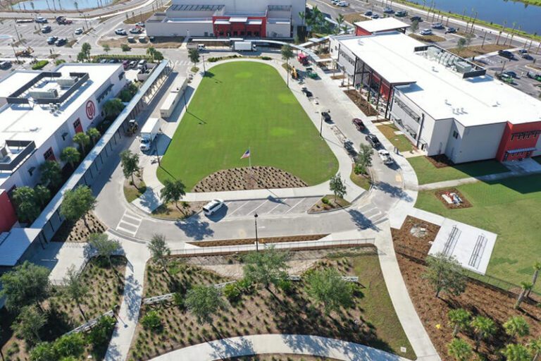 Aerial view of Babcock Ranch School courtyard