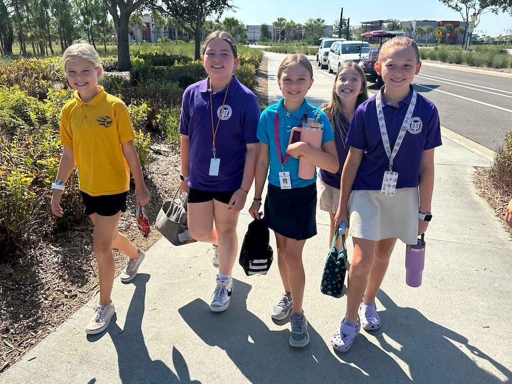 A-Rated Academics Shining Bright: School’s Back in Session | Babcock Ranch Students walking to school at Babcock Ranch