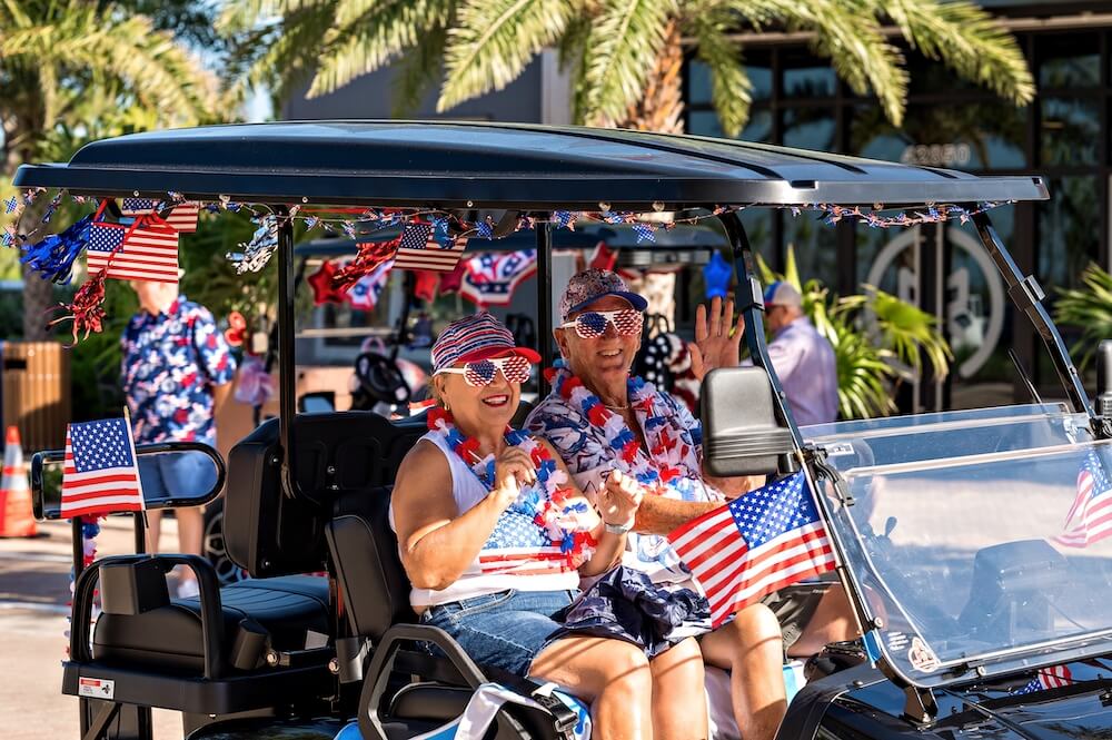 Your Guide to Fall Events at Babcock Ranch | Babcock Ranch patriotic golf cart parade at babcock ranch | Babcock Ranch